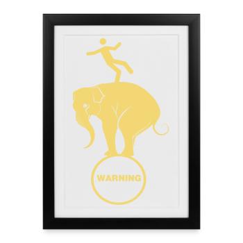 L’éléphant et le ballanging humain - Affiche encadrée (27 × 37 cm) - noir - Devant