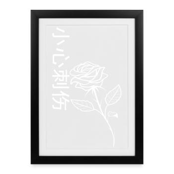 Rose caution Prickly - Framed poster (27 × 37 cm) - black - Front
