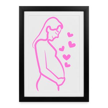 Maman Coeur Baby Bump Grossesse Enceinte - Affiche encadrée (27 × 37 cm) - noir - Devant