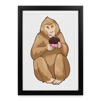 Muffin de singe - Affiche encadrée (27 × 37 cm) - noir - Devant