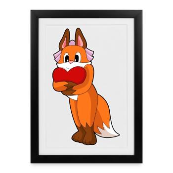 Mariage Fox Bride Heart - Affiche encadrée (27 × 37 cm) - noir - Devant