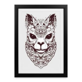 Masque de chat fascinant au design tribal - Affiche encadrée (27 × 37 cm) - noir - Devant