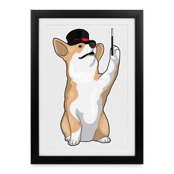 Baguette magique Corgi - Affiche encadrée (27 × 37 cm) - noir - Devant