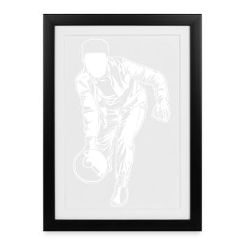 Dessin de bowling - Affiche encadrée (27 × 37 cm) - noir - Devant
