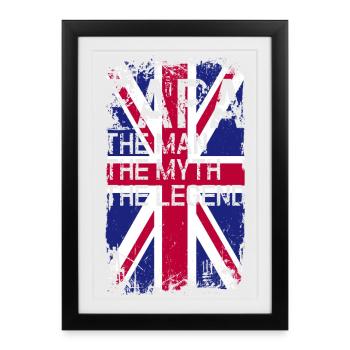 T-shirt Grunge Union Jack Text - Affiche encadrée (27 × 37 cm) - noir - Devant