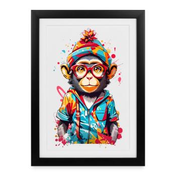 Cool monkey - Framed poster (27 × 37 cm) - black - Front