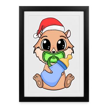Guinea Pig Baby Christmas Guinea Pig - Framed poster (27 × 37 cm) - black - Front