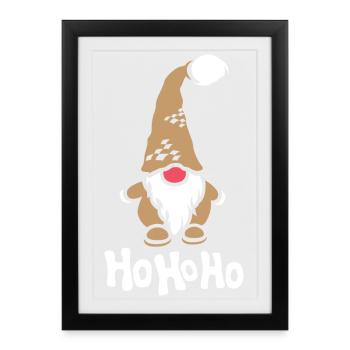 hohoho Noël gnome bande dessinée icône mignonne icône - Affiche encadrée (27 × 37 cm) - noir - Devant