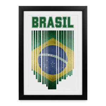 Drapeau brésilien, fierté brésilienne - Affiche encadrée (27 × 37 cm) - noir - Devant