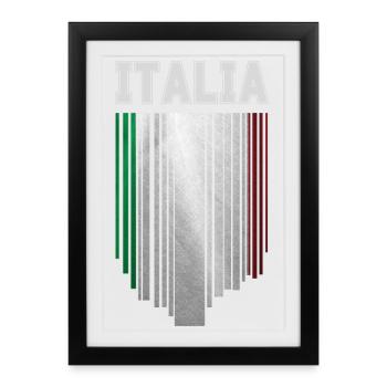 Drapeau de l’Italie, fierté italienne - Affiche encadrée (27 × 37 cm) - noir - Devant