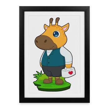 Giraffe Doctor First Aid Kit - Framed poster (27 × 37 cm) - black - Front