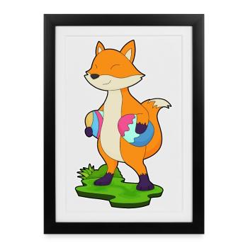 Fuchs Ostern Ostereier - Gerahmtes Poster (27 × 37 cm) - Schwarz - Vorne