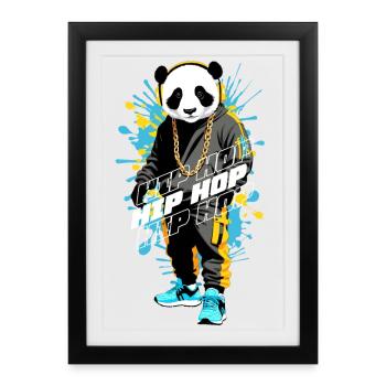 Hip Hop Panda - Framed poster (27 × 37 cm) - black - Front