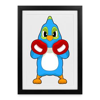 Parrot Boxer Gants de boxe Boxe - Affiche encadrée (27 × 37 cm) - noir - Devant