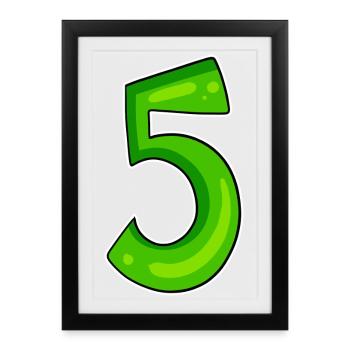 Number 5 Number Green - Framed poster (27 × 37 cm) - black - Front
