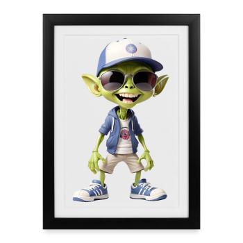 Adolescent extraterrestre cool - Affiche encadrée (27 × 37 cm) - noir - Devant