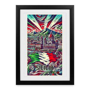 Sicily Italy art design - Framed poster (27 × 37 cm) - black - Front