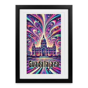 Design artistique de Guadalajara au Mexique - Affiche encadrée (27 × 37 cm) - noir - Devant