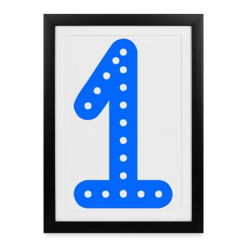 1. 1 AN. 1er ANNIVERSAIRE. ANNIVERSAIRE 1 AN - Affiche encadrée (27 × 37 cm) - noir - Devant