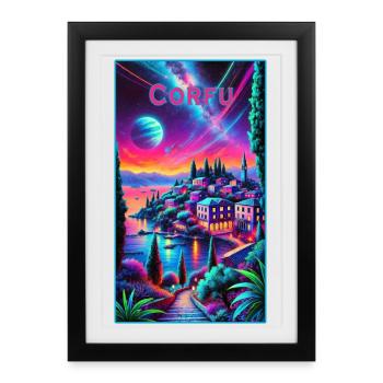 Corfu Greece cities design - Framed poster (27 × 37 cm) - black - Front