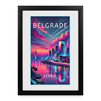 Belgrade Serbia city design - Framed poster (27 × 37 cm) - black - Front