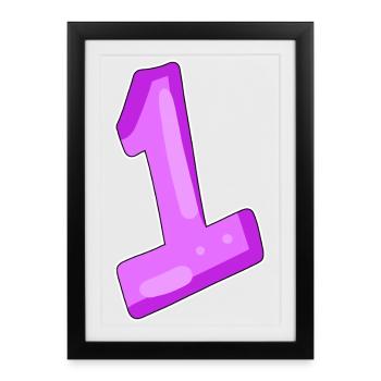 number 1 motif - Framed poster (27 × 37 cm) - black - Front