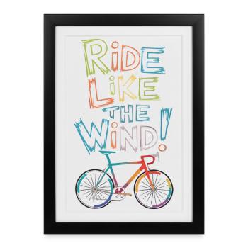 Roulez comme le vent Conception du vélo - Affiche encadrée (27 × 37 cm) - noir - Devant