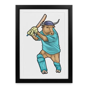 Bull Cricket Cricket Bat - Framed poster (27 × 37 cm) - black - Front