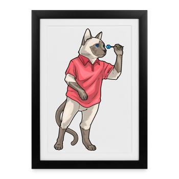 Fléchette chat siamois - Affiche encadrée (27 × 37 cm) - noir - Devant