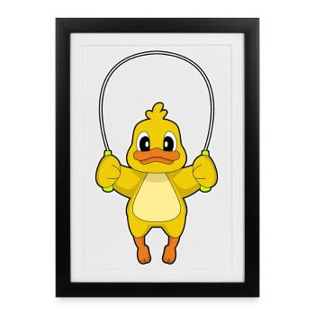 Ente Seilspringen Springseil Fitness - Gerahmtes Poster (27 × 37 cm) - Schwarz - Vorne