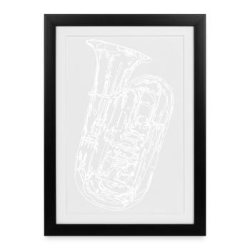 Tuba Instrument Sketch - Framed poster (27 × 37 cm) - black - Front