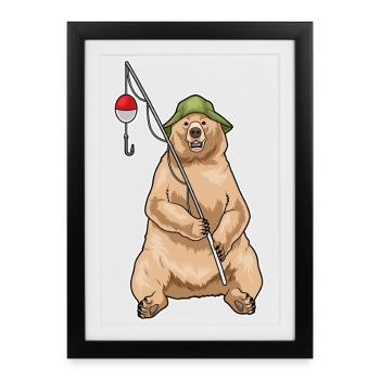 Bear Angler Fishing Rod Fishing Rod - Framed poster (27 × 37 cm) - black - Front