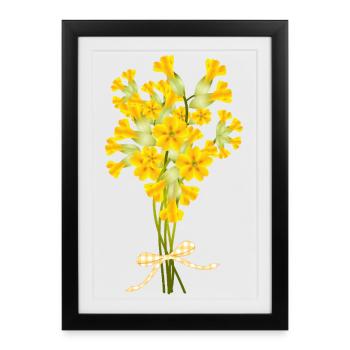 Bouquet de primevère - Illustration de printemps - Affiche encadrée (27 × 37 cm) - noir - Devant