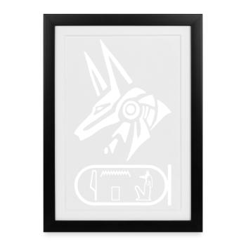 Dieu égyptien Anubis (blanc) - Affiche encadrée (27 × 37 cm) - noir - Devant