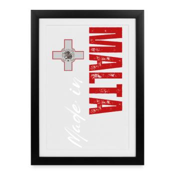 Fabriqué à Malte, conception verticale - Affiche encadrée (27 × 37 cm) - noir - Devant