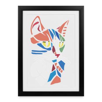 Abstract Geometric Cat Lover - Framed poster (27 × 37 cm) - black - Front