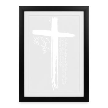 Croix - Jean 3:16 - Affiche encadrée (27 × 37 cm) - noir - Devant
