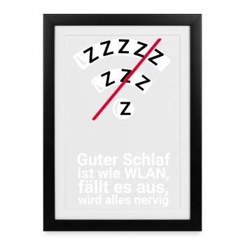 Sleep like Wi-Fi: Outage is annoying - Framed poster (27 × 37 cm) - black - Front