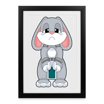 Bunny Poker Jeu de cartes de poker - Affiche encadrée (27 × 37 cm) - noir - Devant