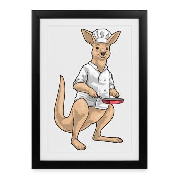 Kangaroo Cooking Pan Cooking - Framed poster (27 × 37 cm) - black - Front