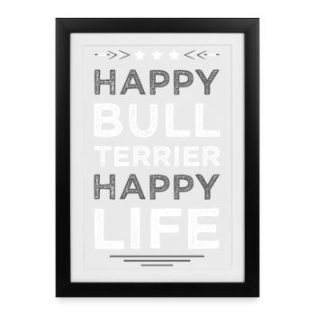 La vie heureuse du Bull Terrier - Affiche encadrée (27 × 37 cm) - noir - Devant