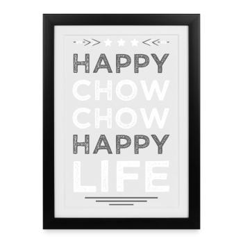 Fröhliches Chow Chow Leben - Gerahmtes Poster (27 × 37 cm) - Schwarz - Vorne