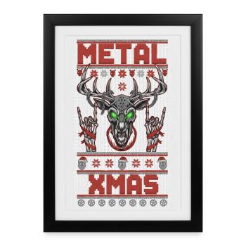 Metallic Xmas Deer Head - Framed poster (27 × 37 cm) - black - Front