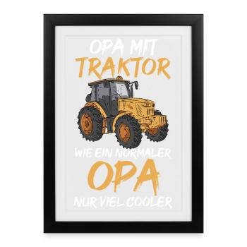 Landwirt Bauernhof Farmer Bauer Opa Großvater Trak - Gerahmtes Poster (27 × 37 cm) - Schwarz - Vorne