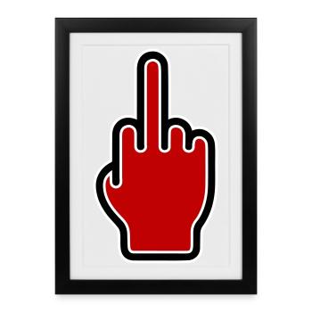 Middle finger icon - Framed poster (27 × 37 cm) - black - Front