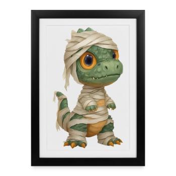 Dino Mummy Costume Halloween - Framed poster (27 × 37 cm) - black - Front