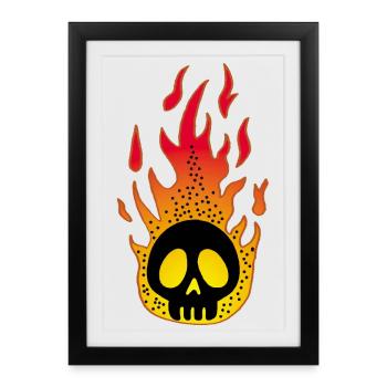 Stylized Flaming Skull - Framed poster (27 × 37 cm) - black - Front