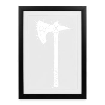 Viking Axe Graffiti Gamer Vector - Affiche encadrée (27 × 37 cm) - noir - Devant