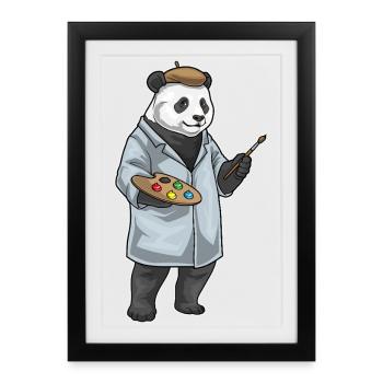 Panda Painter Brush Painting - Framed poster (27 × 37 cm) - black - Front