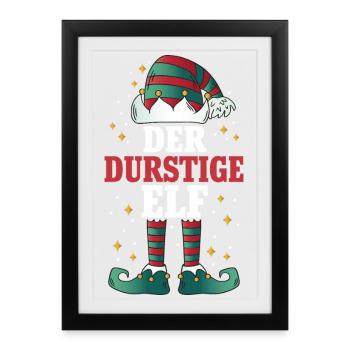 Noël L’Elfe assoiffé - Affiche encadrée (27 × 37 cm) - noir - Devant